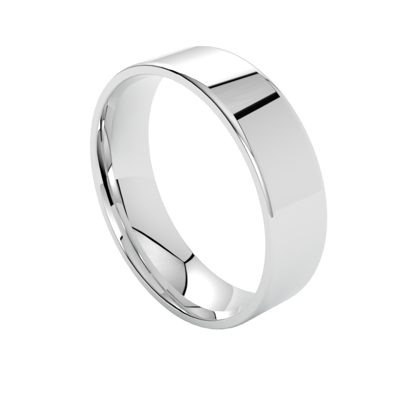 ponadczasowa płaska obrączka ślubna złoto białe